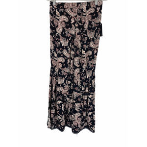All Worthy Hunter McGrady Petite Printed Pull-On Wide Leg Pants Black PXS Size